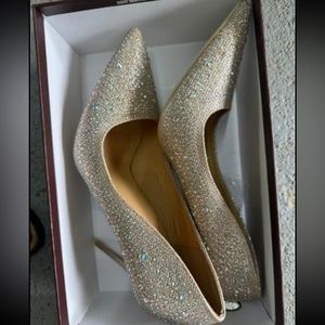 Gold Rhinestone Heels-NEW Size 8.